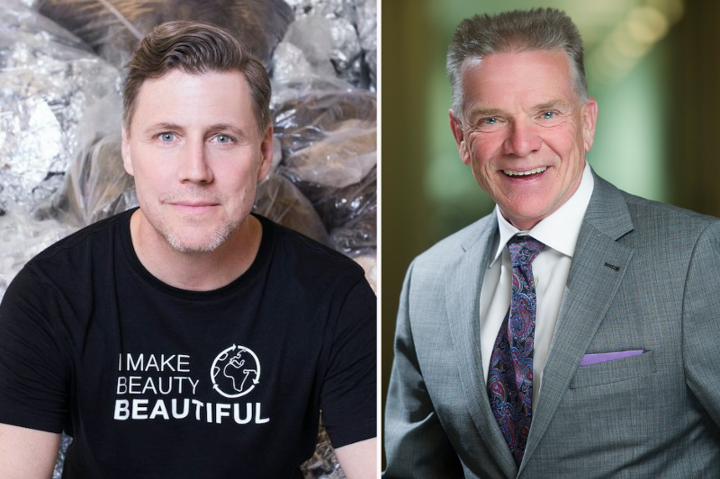 Left: Headshot of Shane Price of Green Circle Salons. Right: Headshot of Wayne McNeil from Respect Group Inc. Both companies implementing corporate social responsibility.